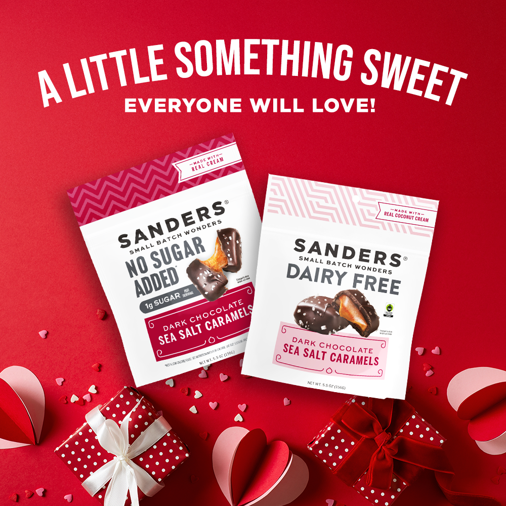 Sanders Candy - Dairy Free Fair Trade Dark Chocolate Caramel 5.5 oz Pouch