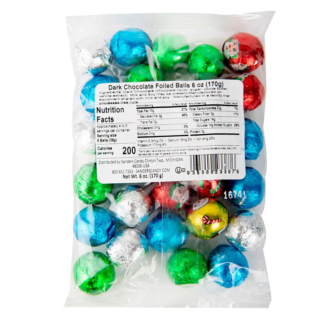 Sanders Candy - Dark Chocolate Foiled Ornaments - 6oz Bag
