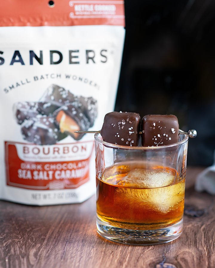 Sanders Candy - Dark Chocolate Bourbon Sea Salt Caramel 7oz Pouch