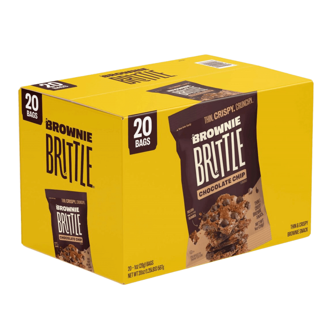 20 bag box  of Chocolate Chip Brownie Brittle - 1oz Pouches