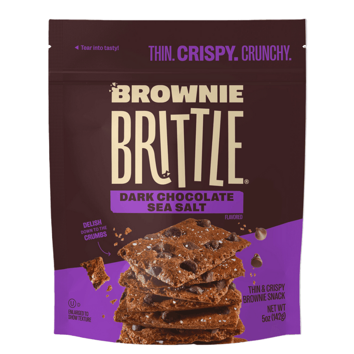 package of Dark Chocolate Chip Sea Salt Brownie Brittle