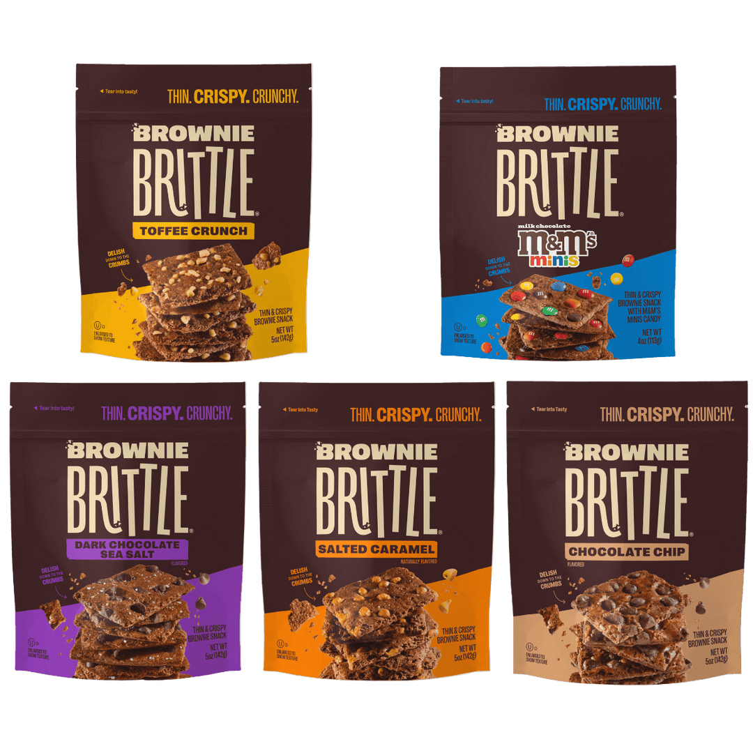 5 packs of Brownie Brittle packages in the 5-Pack Brownie Bundle