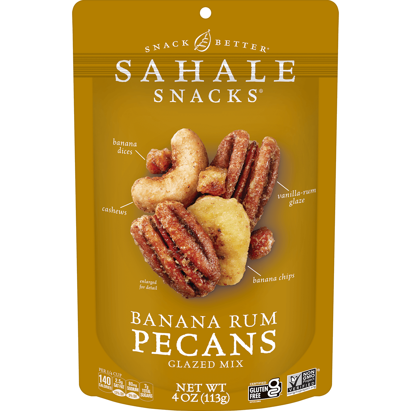 Banana Rum Pecans Glazed Mix Nut Blend 4oz | Official Sahale