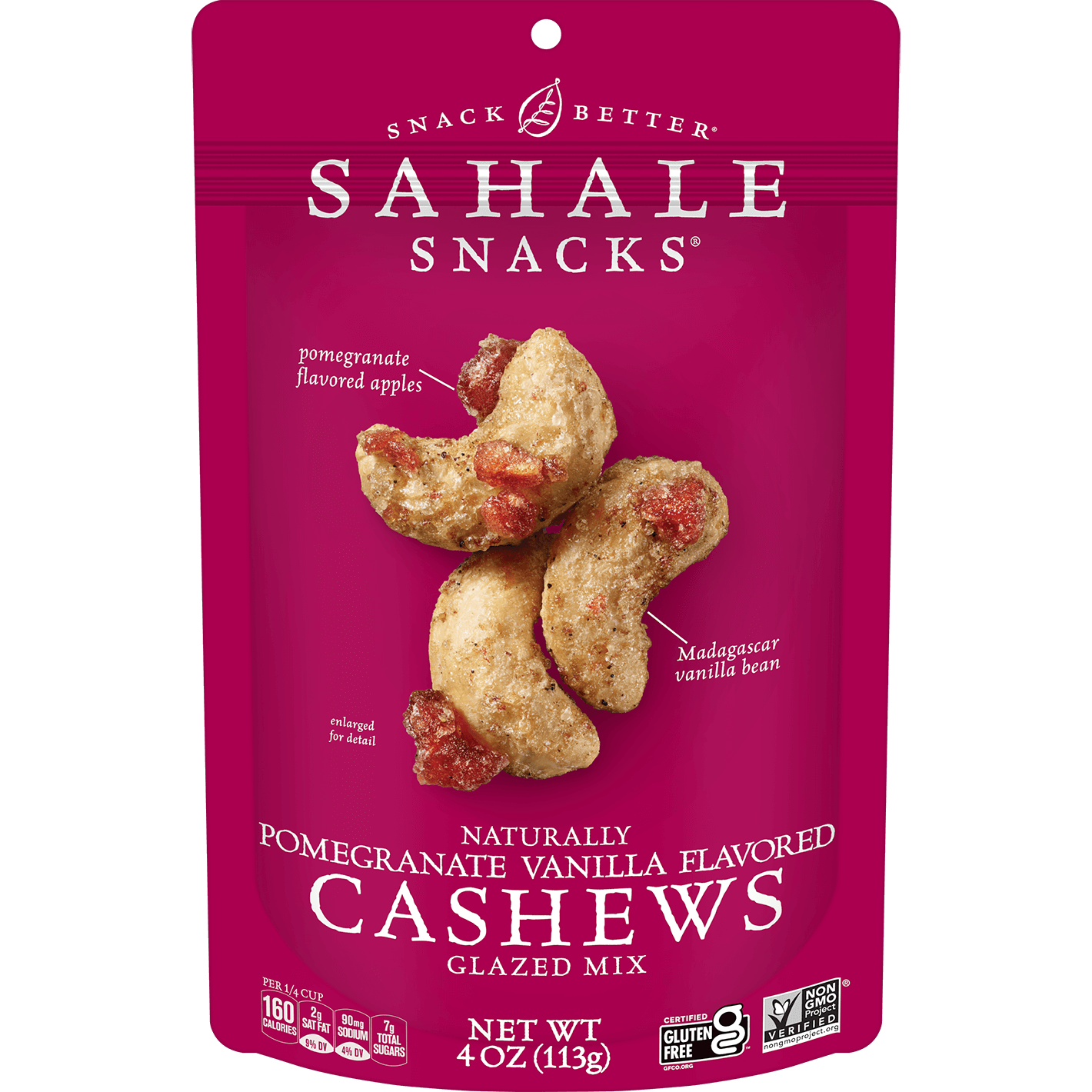 Pomegranate Vanilla Cashews 4oz Bag | Sahale Snacks – Second