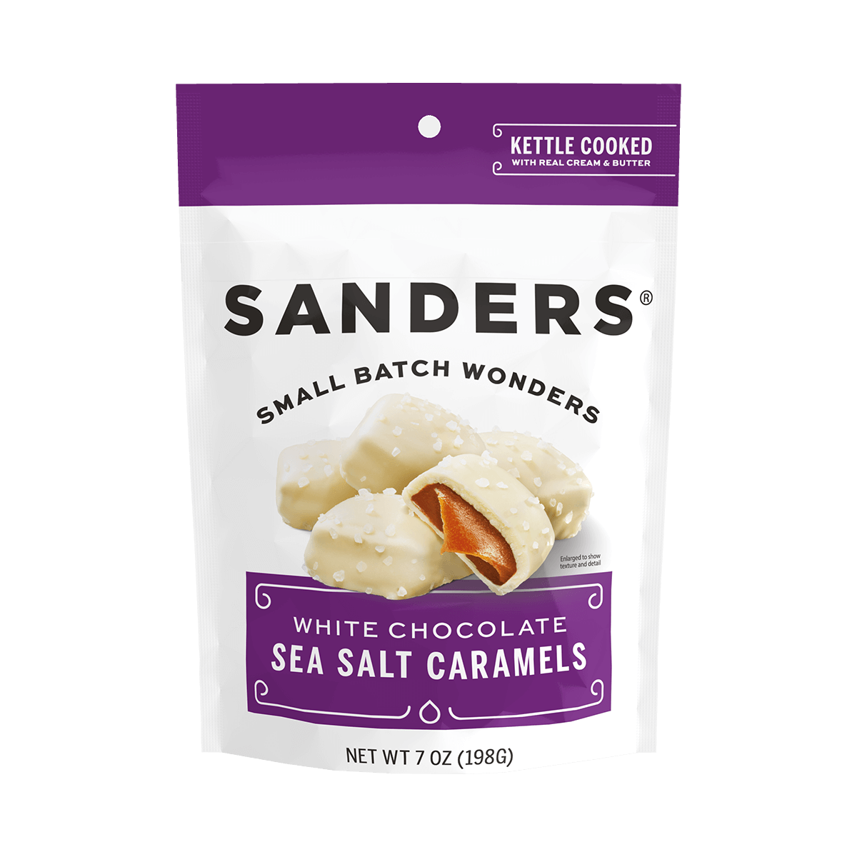 White Chocolate Sea Salt Caramels 7 oz Pouch | Official Sanders