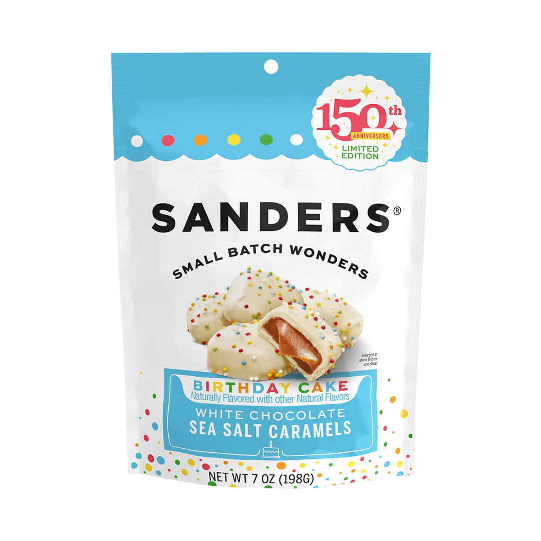 White Chocolate Birthday Cake Flavor Sea Salt Caramels 7oz Pouch