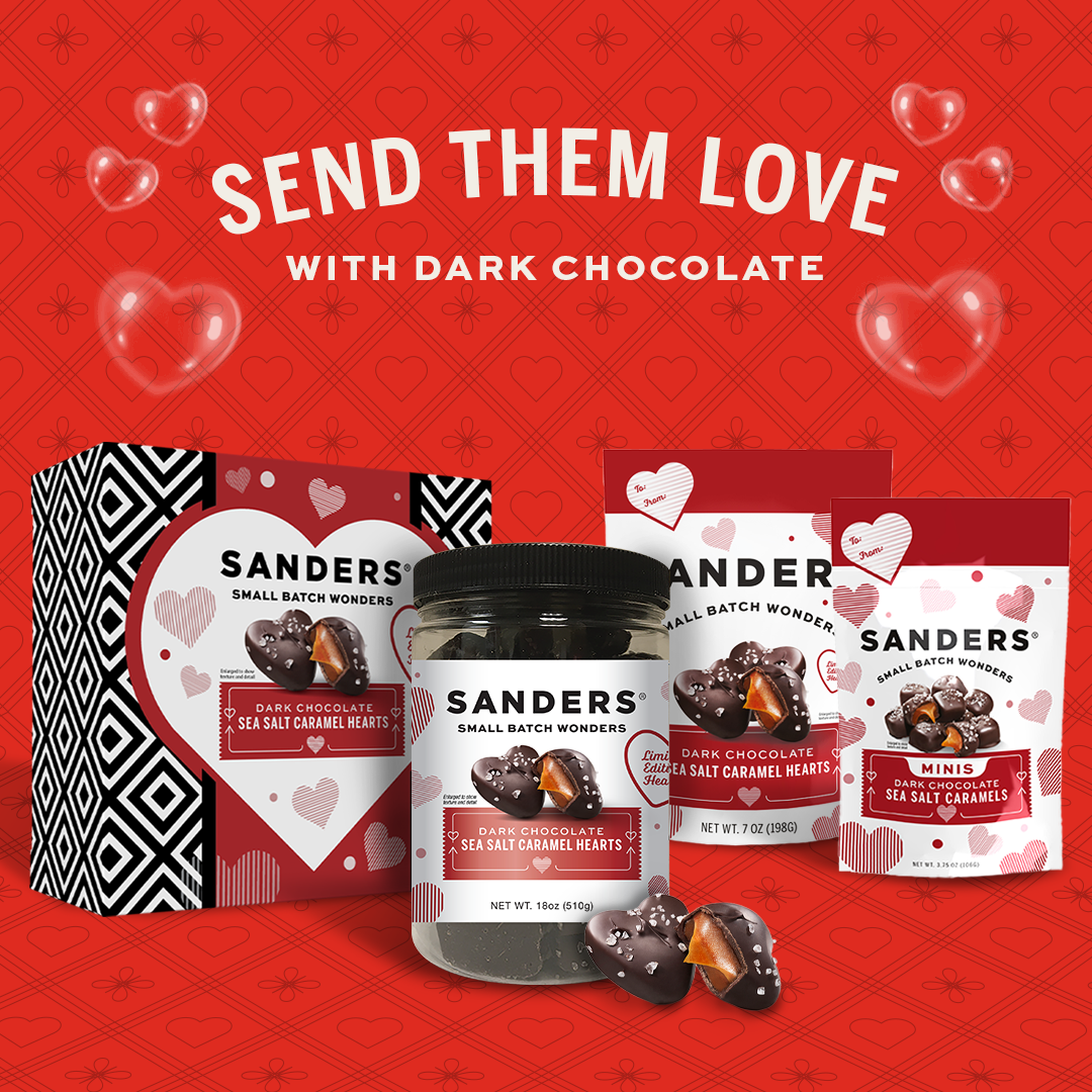 Dark Chocolate Sea Salt Caramel Hearts 7 oz. Pouch