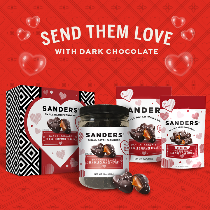 Dark Chocolate Sea Salt Caramel Hearts 7 oz. Pouch