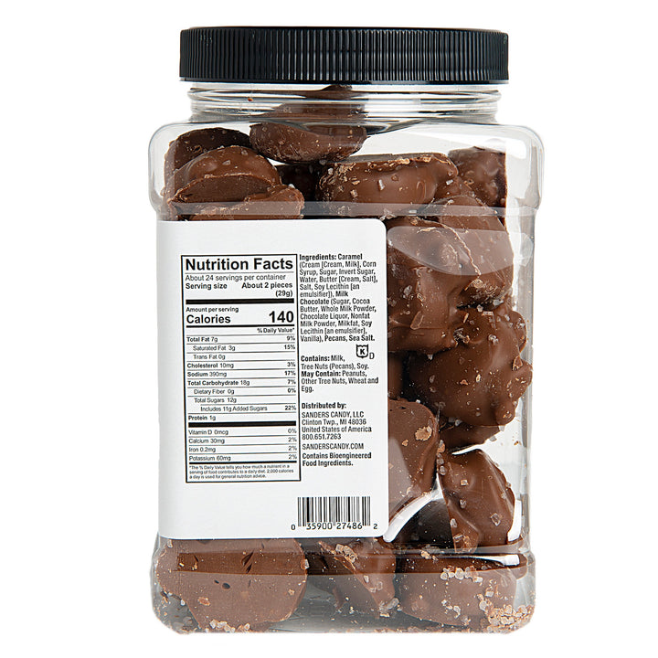 Sanders Candy - Milk Chocolate Sea Salt Caramel Pecan Clusters Tub