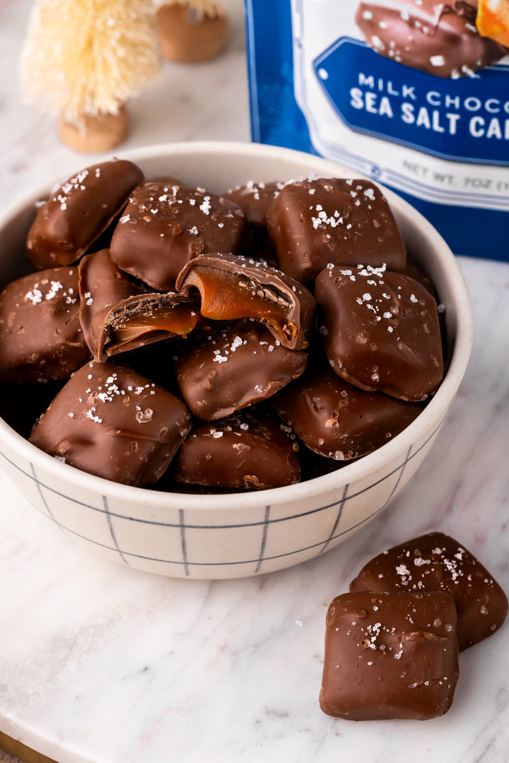Milk Chocolate Sea Salt Caramels Holiday 7 oz. pouch