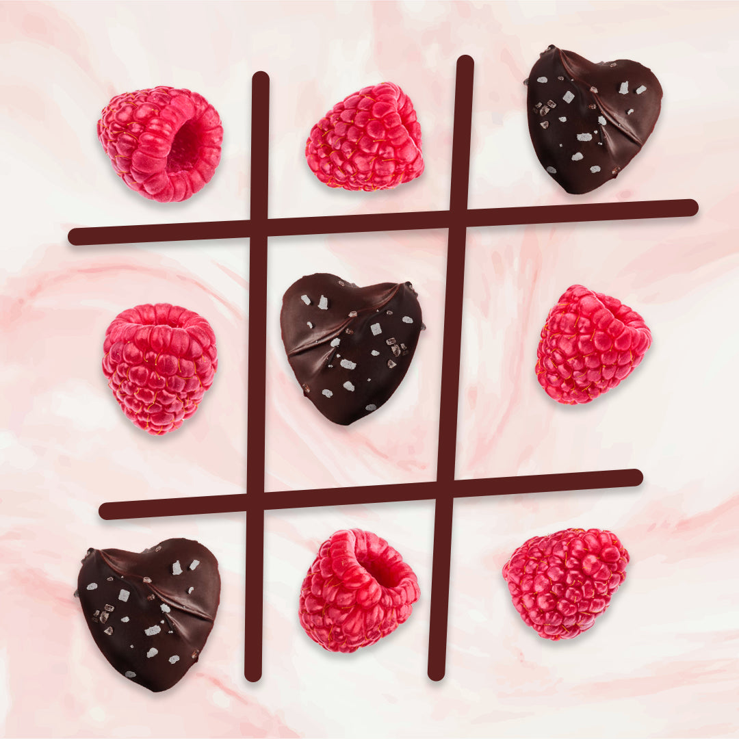 Dark Chocolate Raspberry Sea Salt Caramel Hearts 18 oz. Tub