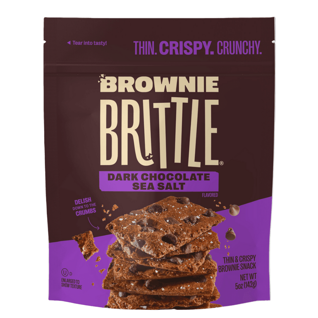 package of Dark Chocolate Chip Sea Salt Brownie Brittle