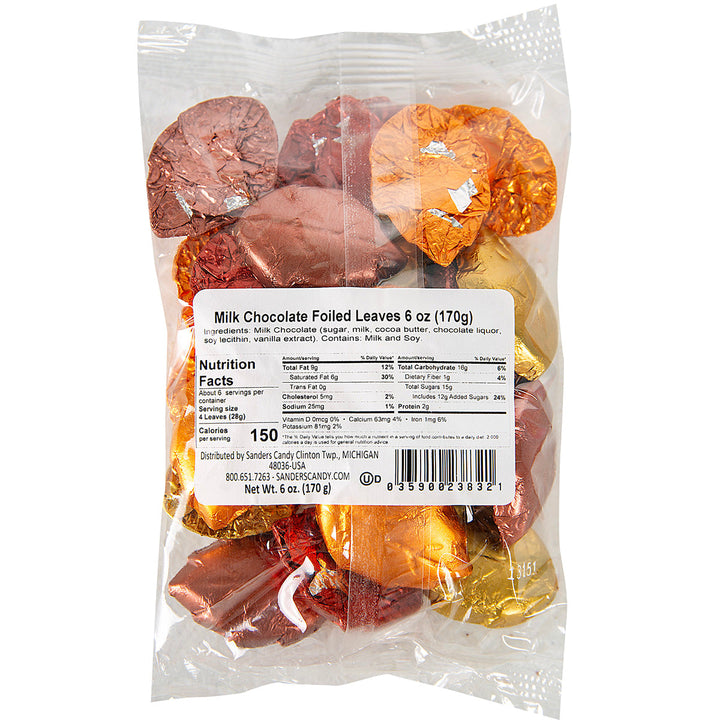 Milk Chocolate Autumn Leaves - 6oz Bag Nutrition Facts