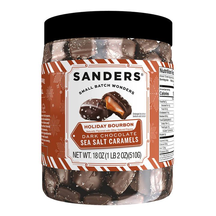 Dark Chocolate Bourbon Flavored Sea Salt Caramel 18 oz. Tub