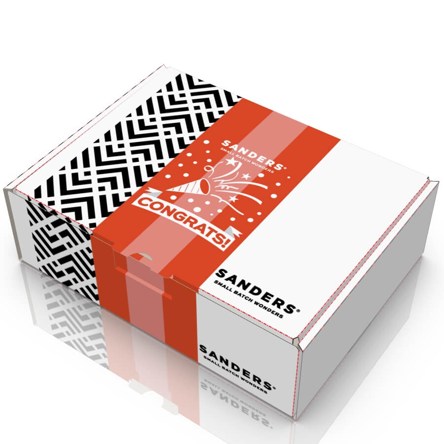  Sanders matchbox packaging with red and white design on a white background