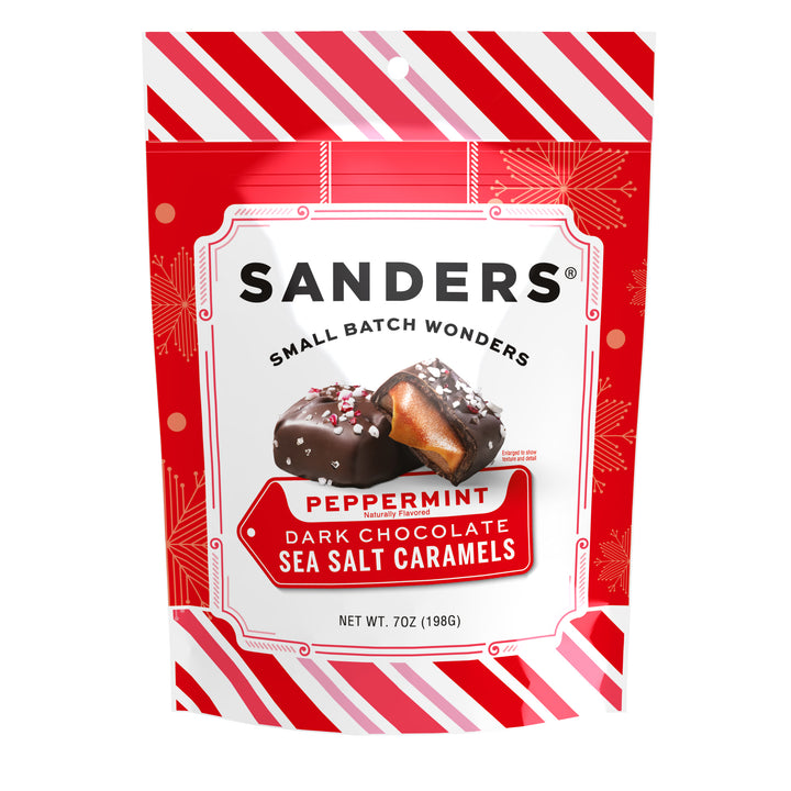 Dark Chocolate Peppermint Caramel with Candy Cane Sea Salt